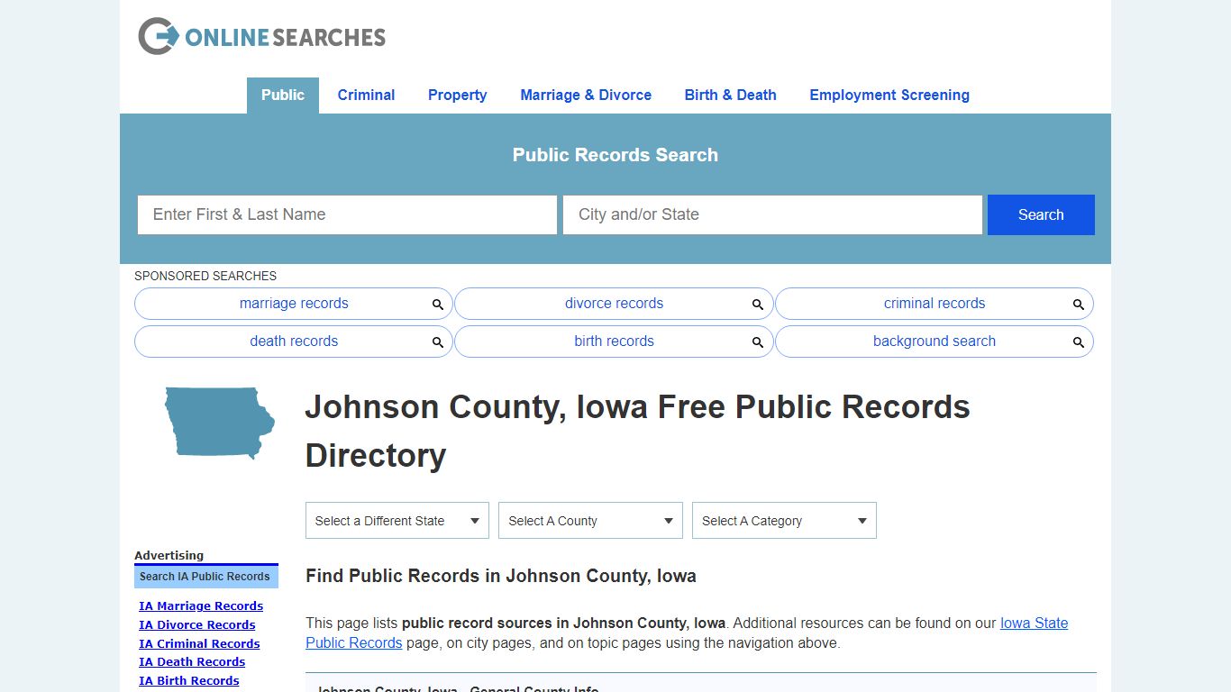 Johnson County, Iowa Public Records Directory - OnlineSearches.com